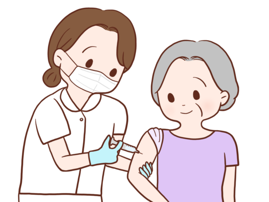 注射を打つ女性のイラスト