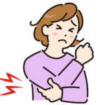 肘を痛がる女性のイラスト