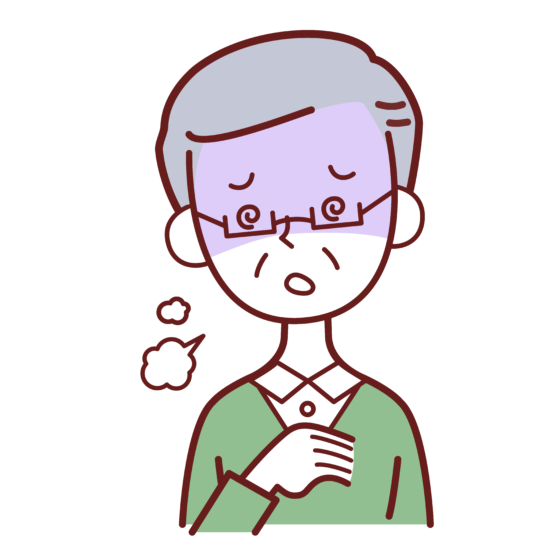息切れしている高齢男性のイラスト