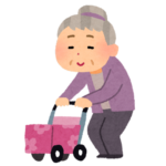シルバーカーを押している高齢女性のイラスト
