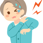 肩関節で音がする女性のイラスト
