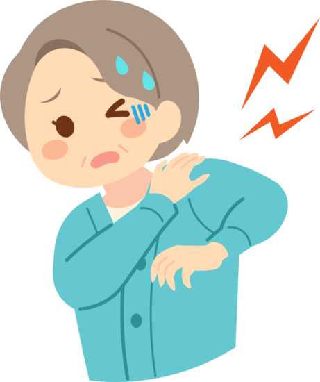 肩関節で音がする女性のイラスト