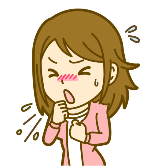咳をしている女性のイラスト